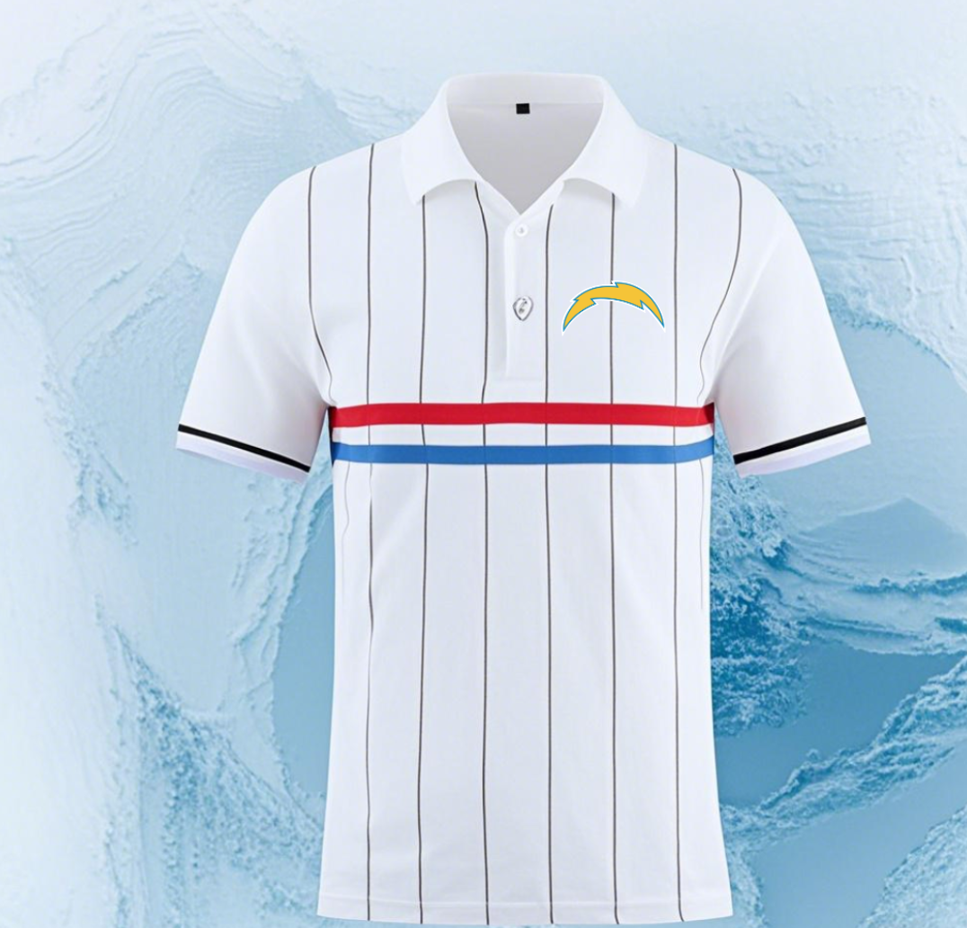 Los Angeles Chargers white #43 Men 2025 NFL polo T shirt->nfl t-shirts->Sports Accessory